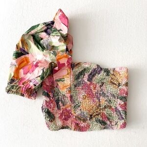 ZARA Paint Swatch One Shoulder Puff Blouse